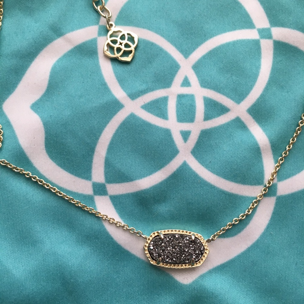 Kendra Scott Elisa Necklace Platinum Drusy & Gold